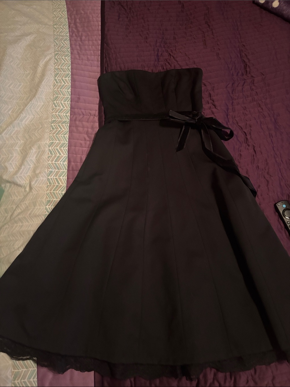 Express Strapless Black Fit-and-Flare Dress with Velvet Waist Tie Size 2